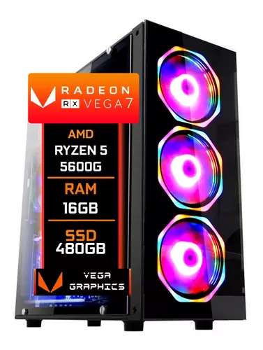 Pc Gamer Ryzen 5 5600g Vega 7 SSD 480gb 16gb Ddr4 500w