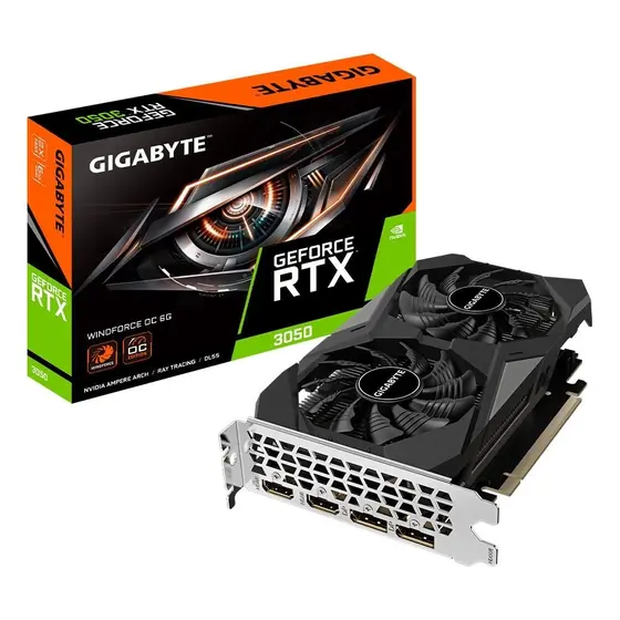 Placa de Vídeo RTX 3050 Windforce OC Gigabyte NVIDIA GeForce, 6GB GDDR6, DLSS, Ray Tracing – GV-N3050WF2OC-6GD